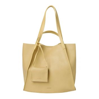 Geanta tote din piele ecologica cu etui detasabil - Galben mustar