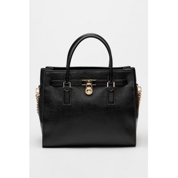 Geanta tote din piele Satchel - Negru