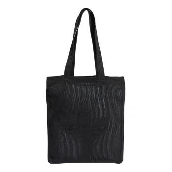 Geanta tote textila cu design perforat -1.8L - Negru