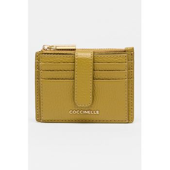 Portcart de piele cu logo - Verde masliniu