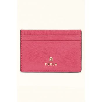 Portcart din piele Camelia - Auriu/Fucsia