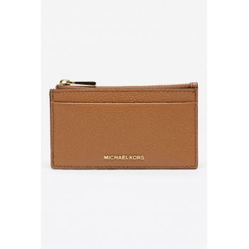 Portcart din piele cu fermoar Jet Set - Caramel