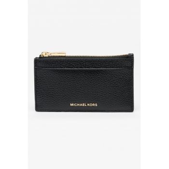 Portcart din piele cu fermoar Jet Set - Negru