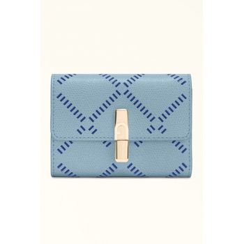Portofel pliabil din piele cu model Iride - Albastru pastel/Albastru indigo