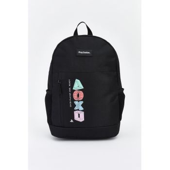 Rucsac cu model grafic - Negru/Lila/Albastru