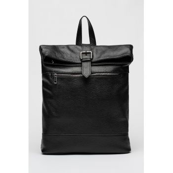 Rucsac de piele cu barete ajustabile - Negru