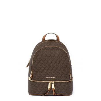 Rucsac de piele ecologica - cu model logo Rhea - Maro