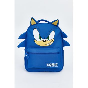 Rucsac din material textil cu model Sonic - Albastru