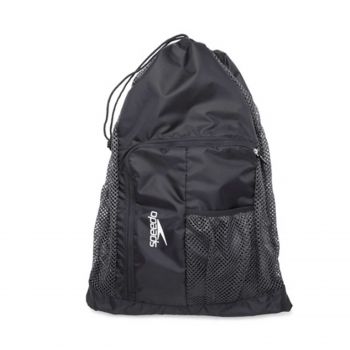 Rucsac Speedo Ventilator Deluxe Mesh Bag negru - geanta plasa piscina, uscare rapida, compartiment frontal
