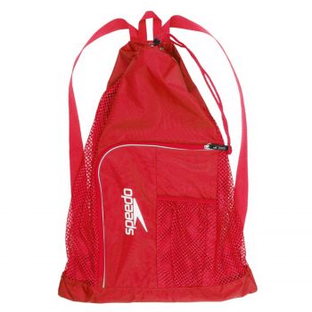 Rucsac Speedo Ventilator Deluxe Mesh Bag rosu- geanta plasa piscina, uscare rapida, compartiment frontal