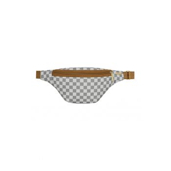 Borseta de piele ecologica cu model - Alb/Gri cenusiu/Caramel
