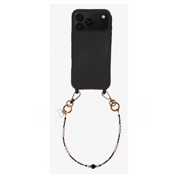 Bratara pentru telefon cu pietre naturale - Pearl Noir - 32cm