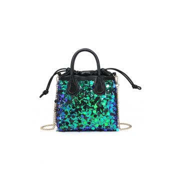 Geanta bucket cu paiete Zafira Plus - Verde