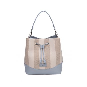 Geanta bucket de piele ecologica Eulalia Lux - Gri/Albastru