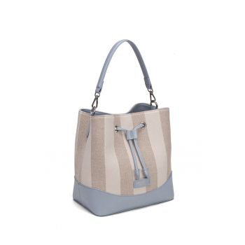Geanta bucket de piele ecologica Eulalia Lux - Gri/Albastru