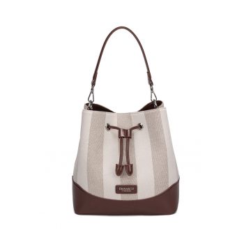 Geanta bucket de piele ecologica Eulalia Lux - Maro cognac/Gri