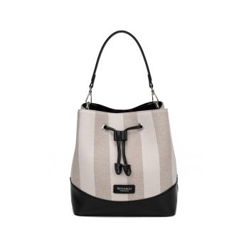 Geanta bucket de piele ecologica Eulalia Lux - Negru/Gri