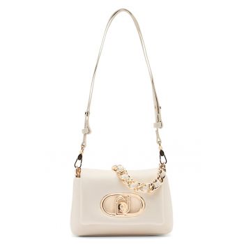 Geanta crossbody cu bareta din lant - Alb murdar