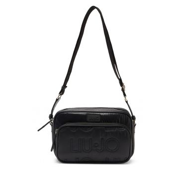 Geanta crossbody cu buzunar cu fermoar - Negru