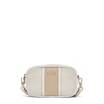 Geanta crossbody cu detaliu logo - Bej/Bej deschis