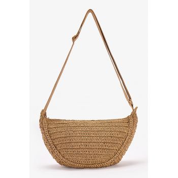 Geanta crossbody cu fermoar - Bej