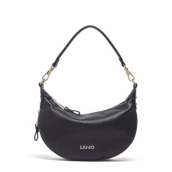 Geanta crossbody cu fermoar si bareta ajustabila - Negru