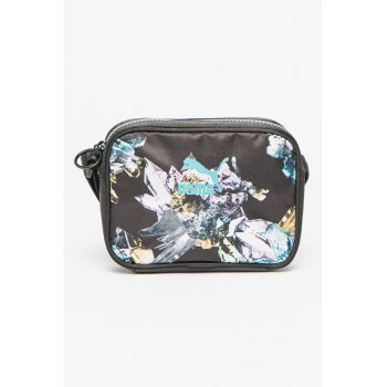 Geanta crossbody cu garnitura cu imprimeu grafic Time - Negru/Galben/Turcoaz
