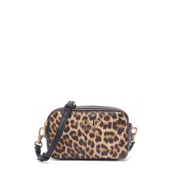 Geanta crossbody cu model animal print si doua compartimente - Maro/Animal