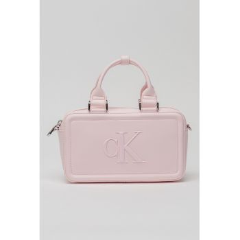 Geanta crossbody cu monograma in relief Bauletto - Roz deschis
