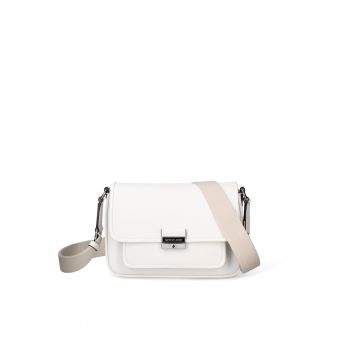 Geanta crossbody de piele cu clapa Auriela Pro - Alb