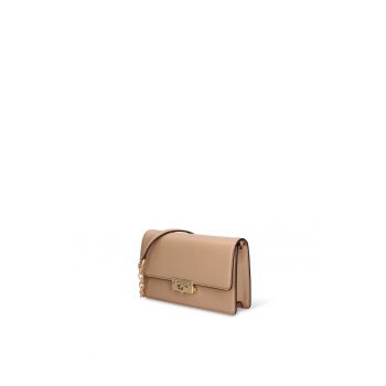 Geanta crossbody de piele cu clapa Elowyn Prime - Maro camel
