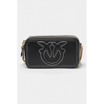Geanta crossbody de piele cu cusaturi contrastante Carrie - Negru