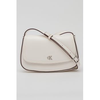 Geanta crossbody de piele ecologica cu bareta ajustabila - Alb murdar