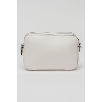 Geanta crossbody de piele ecologica cu bareta suplimentara - Alb murdar