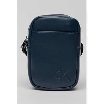 Geanta crossbody de piele ecologica cu fermoar - Bleumarin