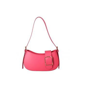 Geanta crossbody din piele cu bareta ajustabila - Fucsia