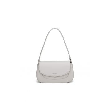 Geanta crossbody din piele ecologica cu clapa Elora - Crem