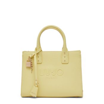 Geanta crossbody din piele ecologica cu logo in relief - Galben