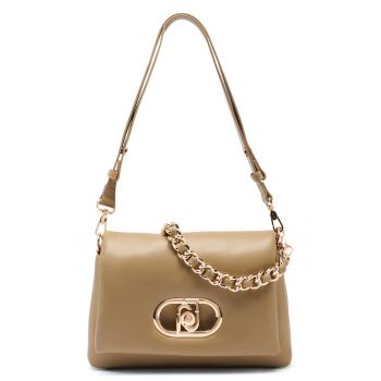 Geanta crossbody din piele ecologica cu logo LaPuffy - Maro/Bej