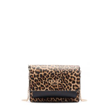 Geanta crossbody din piele ecologica cu model animal print - Bej