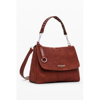 Geanta crossbody din piele ecologica cu model - Maro cognac