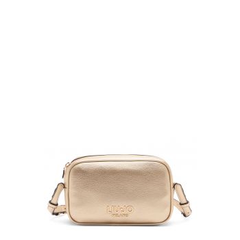 Geanta crossbody mica din piele ecologica cu logo - Bej