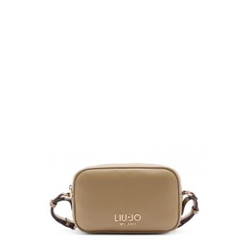 Geanta crossbody mica din piele ecologica cu logo - Maro
