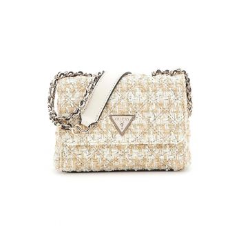 Geanta crossbody mini cu clapa Giilly - Auriu/Crem