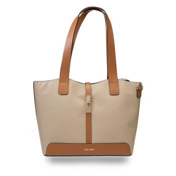 Geanta dama din piele naturala maro-taupe Sorina