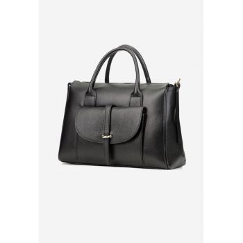 Geanta dama din piele naturala neagra