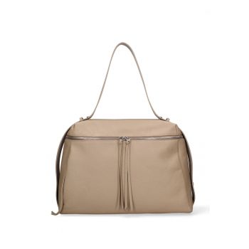 Geanta de piele cu bareta ajustabila Silvana - Maro camel