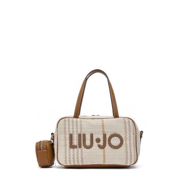 Geanta de umar cu model - logo brodat si etui detasabil - Bej