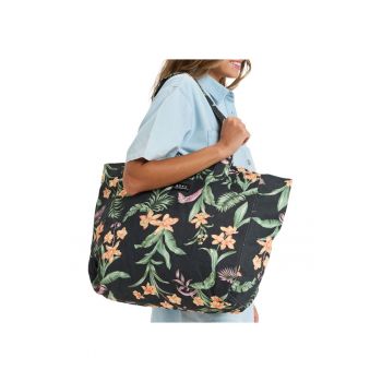 Geanta de umar -  model Anti Bad Vibes - 1 compartiment - 40x35x17cm - antracit cu flori mari