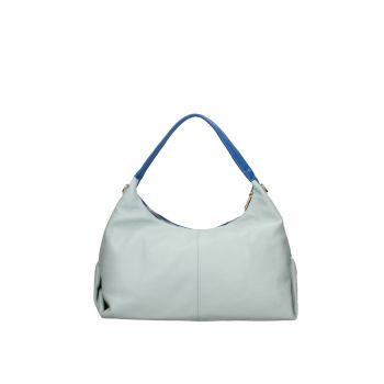 Geanta hobo de piele granulata - Albastru deschis